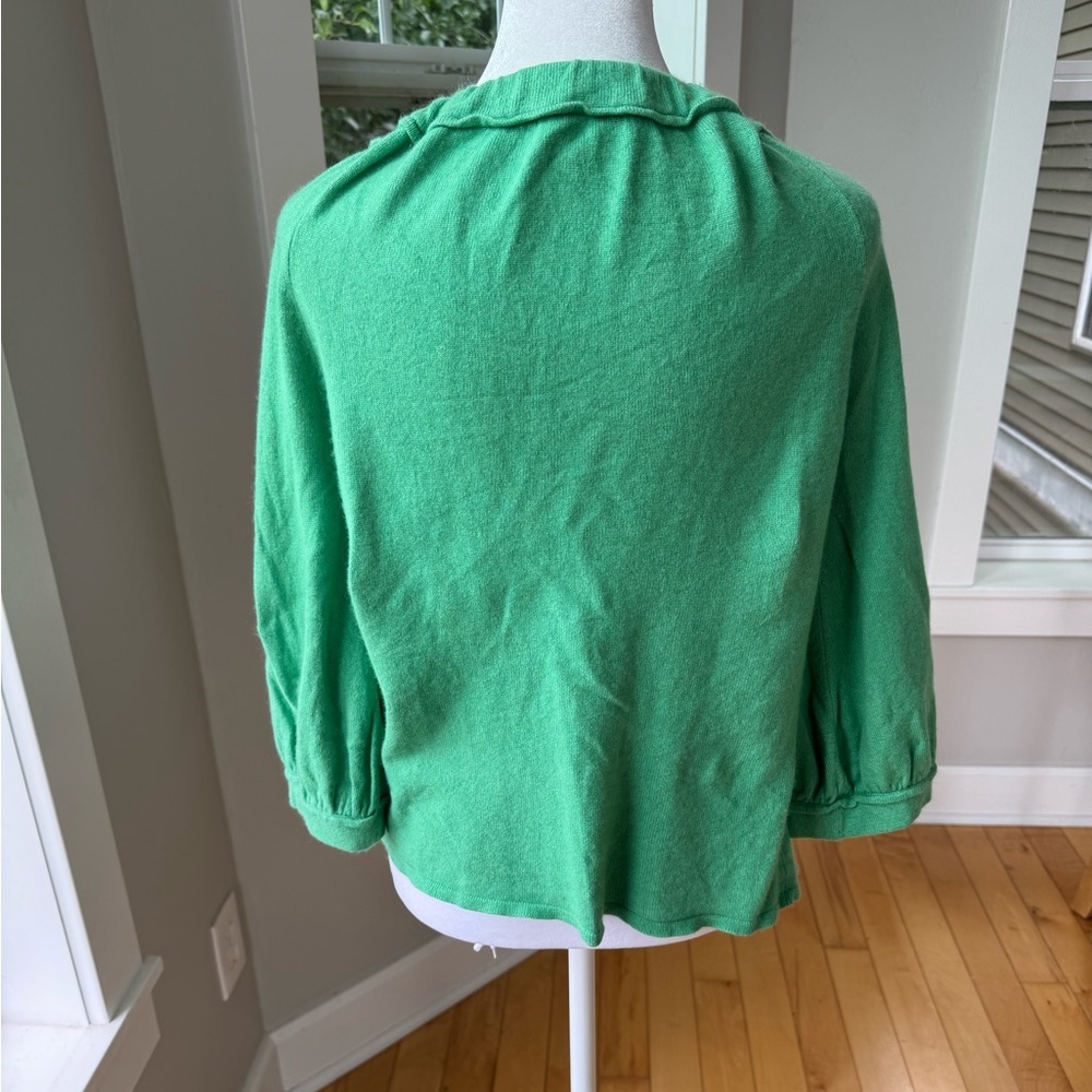 ELIE TAHARI Light Green Silk Cashmere Elbow Sleeve Cardigan Sweater Size Medium - Picture 3 of 11